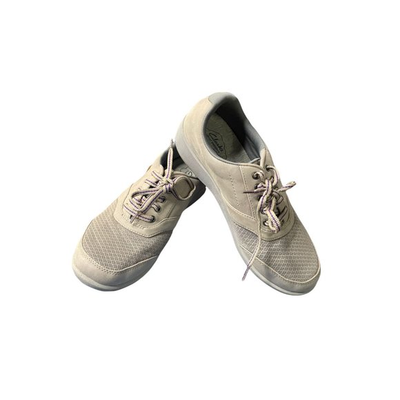 Clarks Suede shoes cream colored athletic shoes Cloud stepper - Picture 4 of 4